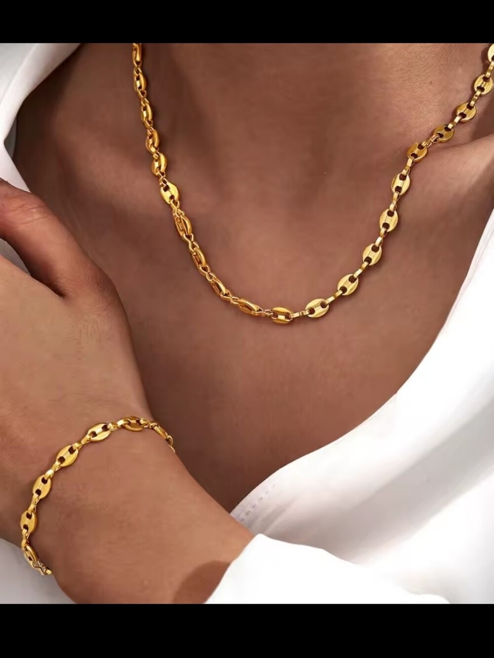 Stainless Steel Pig Nose Gold/Silver Tone Necklace Bracelet High-end